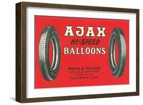 Ajax Hi-Speed Balloon Tires Advertisement-Found Image Press-Framed Giclee Print