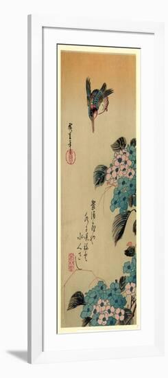 Ajisai Ni Kawasemi-Utagawa Hiroshige-Framed Giclee Print