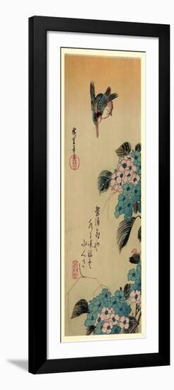 Ajisai Ni Kawasemi-Utagawa Hiroshige-Framed Giclee Print