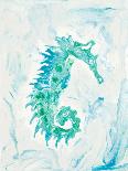 Teal Seahorse-Ajoya Grace-Framed Art Print