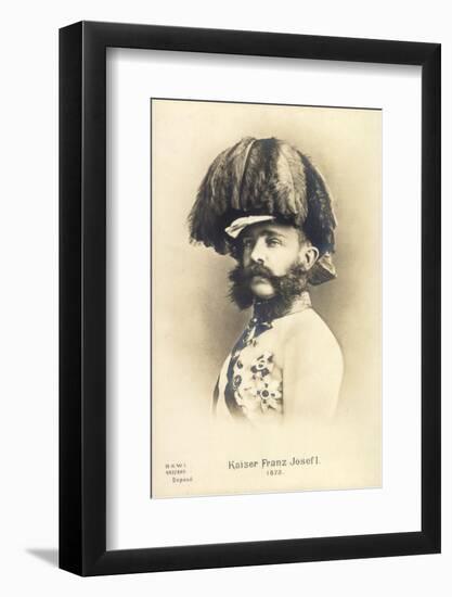 Ak Kaiser Franz Josef I, 1873, Mit Federhelm, Uniform, Orden, Bkwi 887 205-null-Framed Photographic Print