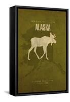 AK State Minimalist Posters-Red Atlas Designs-Framed Stretched Canvas