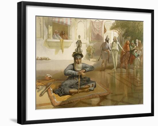 Akalis at the Holy Tank, Umritsar, from 'India Ancient and Modern', 1867 (Colour Litho)-William 'Crimea' Simpson-Framed Premium Giclee Print