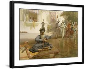 Akalis at the Holy Tank, Umritsar, from 'India Ancient and Modern', 1867 (Colour Litho)-William 'Crimea' Simpson-Framed Giclee Print