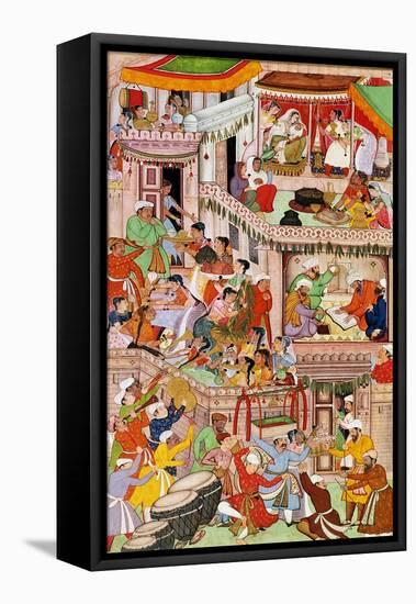 Akbar's Household Rejoicing at the Birth of His Second Son-null-Framed Stretched Canvas