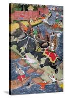 Akbar Tames the Savage Elephant, Hawa'i, circa 1590-Basawan-Stretched Canvas