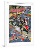 Akbar Tames the Savage Elephant, Hawa'i, circa 1590-Basawan-Framed Giclee Print