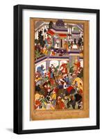 Akbar Visits the Shrine of Khwajah Mu'In Ad-Din Chishti at Ajmer, Ca 1590-Basawan-Framed Giclee Print