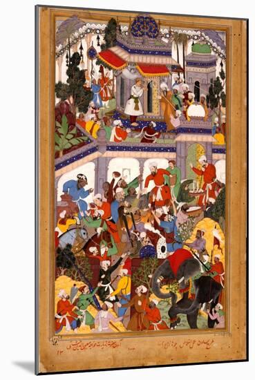 Akbar Visits the Shrine of Khwajah Mu'In Ad-Din Chishti at Ajmer, Ca 1590-Basawan-Mounted Giclee Print