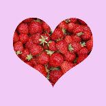 Strawberries in Heart Shape Pink Frame-Ake Lindau-Photographic Print