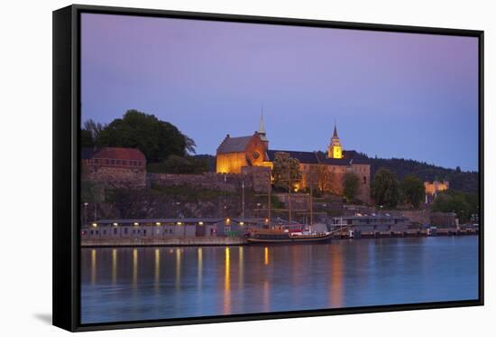 Akershus Fortress and Harbour, Oslo, Norway, Scandinavia, Europe-Doug Pearson-Framed Stretched Canvas