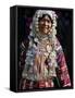 Akha Woman with Silver Headdress and Necklace Embellished with Glass Beads, Burma, Myanmar-Nigel Pavitt-Framed Stretched Canvas
