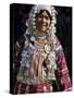 Akha Woman with Silver Headdress and Necklace Embellished with Glass Beads, Burma, Myanmar-Nigel Pavitt-Stretched Canvas