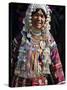 Akha Woman with Silver Headdress and Necklace Embellished with Glass Beads, Burma, Myanmar-Nigel Pavitt-Stretched Canvas