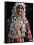 Akha Woman with Silver Headdress and Necklace Embellished with Glass Beads, Burma, Myanmar-Nigel Pavitt-Framed Stretched Canvas