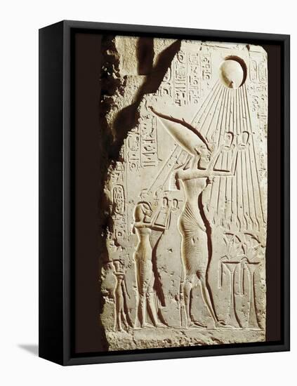 Akhenaten and His Family Offering to the Sun-God Aten-null-Framed Stretched Canvas