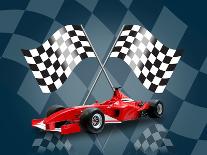 Red Formula One Car and Flag-Akhilesh-Framed Photographic Print