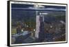 Akron, Ohio, Aerial View of the City at Night-Lantern Press-Framed Stretched Canvas