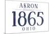 Akron, Ohio - Established Date (Blue)-Lantern Press-Mounted Premium Giclee Print