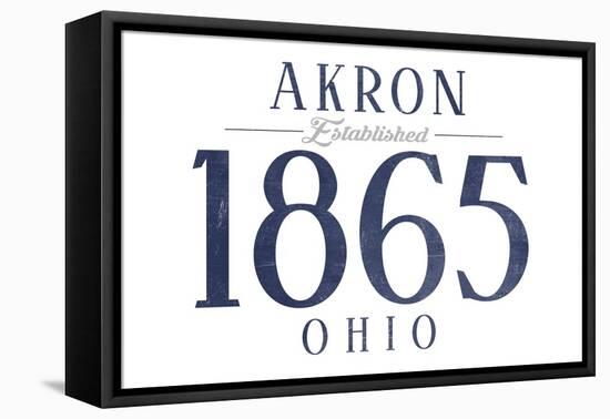 Akron, Ohio - Established Date (Blue)-Lantern Press-Framed Stretched Canvas