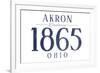 Akron, Ohio - Established Date (Blue)-Lantern Press-Framed Art Print