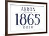 Akron, Ohio - Established Date (Blue)-Lantern Press-Framed Art Print