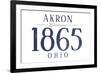 Akron, Ohio - Established Date (Blue)-Lantern Press-Framed Art Print