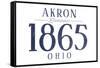 Akron, Ohio - Established Date (Blue)-Lantern Press-Framed Stretched Canvas