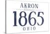 Akron, Ohio - Established Date (Blue)-Lantern Press-Stretched Canvas