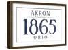 Akron, Ohio - Established Date (Blue)-Lantern Press-Framed Art Print