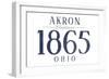 Akron, Ohio - Established Date (Blue)-Lantern Press-Framed Art Print