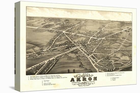 Akron, Ohio - Panoramic Map No. 1 - Akron, OH-Lantern Press-Stretched Canvas