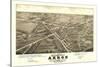 Akron, Ohio - Panoramic Map No. 1 - Akron, OH-Lantern Press-Stretched Canvas