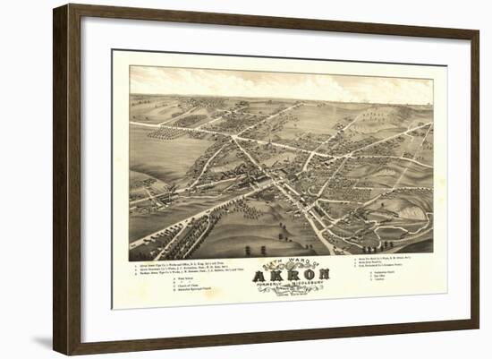 Akron, Ohio - Panoramic Map No. 1 - Akron, OH-Lantern Press-Framed Art Print