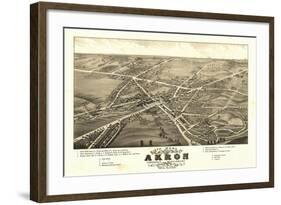 Akron, Ohio - Panoramic Map No. 1 - Akron, OH-Lantern Press-Framed Art Print