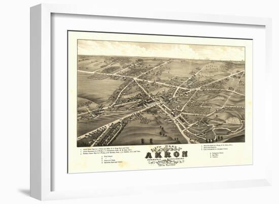 Akron, Ohio - Panoramic Map No. 1 - Akron, OH-Lantern Press-Framed Art Print