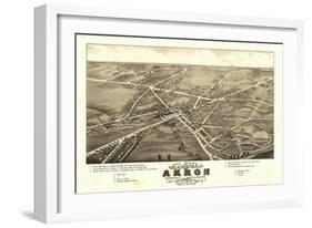 Akron, Ohio - Panoramic Map No. 1 - Akron, OH-Lantern Press-Framed Art Print