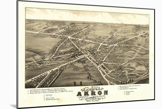 Akron, Ohio - Panoramic Map No. 1 - Akron, OH-Lantern Press-Mounted Art Print