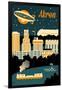 Akron, Ohio - Retro Skyline-Lantern Press-Framed Art Print