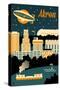 Akron, Ohio - Retro Skyline-Lantern Press-Stretched Canvas