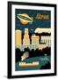 Akron, Ohio - Retro Skyline-Lantern Press-Framed Art Print