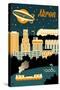 Akron, Ohio - Retro Skyline-Lantern Press-Stretched Canvas