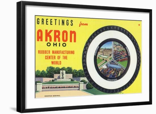 Akron, Ohio - Rubber Manufacturers Firestone, Goodrich, Goodyear-Lantern Press-Framed Art Print