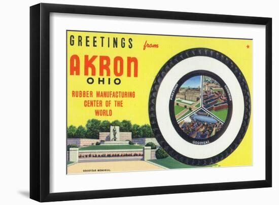 Akron, Ohio - Rubber Manufacturers Firestone, Goodrich, Goodyear-Lantern Press-Framed Art Print