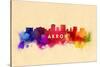 Akron, Ohio - Skyline Abstract-Lantern Press-Stretched Canvas