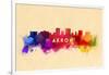 Akron, Ohio - Skyline Abstract-Lantern Press-Framed Art Print