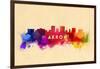 Akron, Ohio - Skyline Abstract-Lantern Press-Framed Art Print