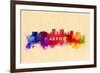 Akron, Ohio - Skyline Abstract-Lantern Press-Framed Art Print