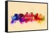 Akron, Ohio - Skyline Abstract-Lantern Press-Framed Stretched Canvas