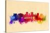 Akron, Ohio - Skyline Abstract-Lantern Press-Stretched Canvas